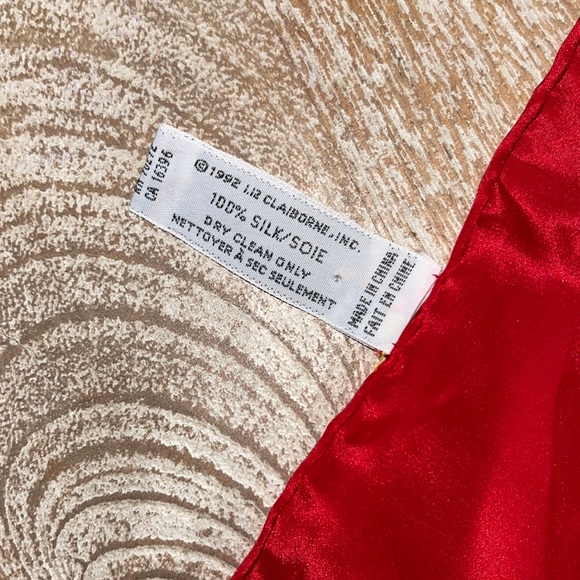 Liz claiborne red silk 1990s 90s Scarf vintage - Picture 4 of 8